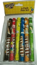 🎁New M&M's World 6 Pack Pen Set Ink Gift Christmas Stocking Stuffer