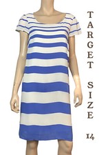 🌻TARGET SIZE 14 BLUE WHITE FULLY LINED COLOUR BLOCK STRIPED SHIFT DRESS