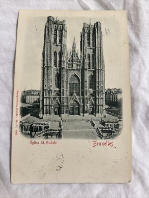 Eglise St Gudule Bruxelles Belgium Vintage Postcard Stengel & Co Dresde Embossed