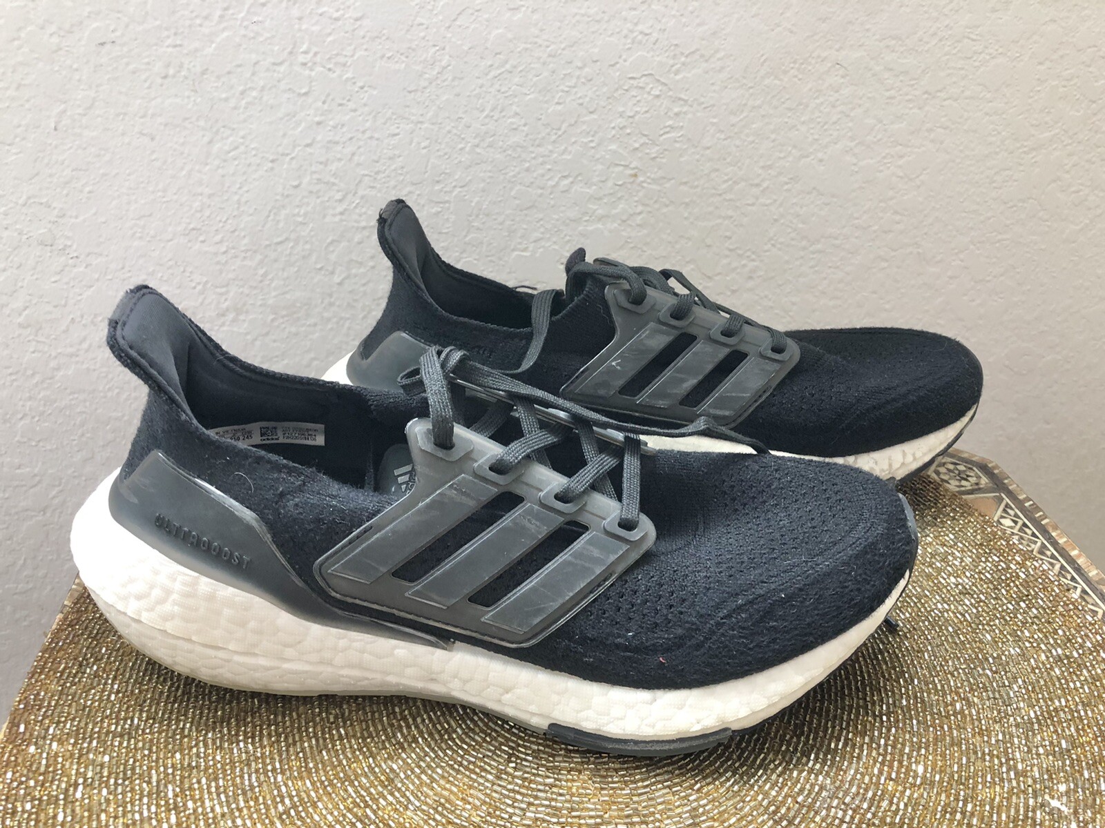 Adidas Ultraboost 21 Black White Running Sneakers Sho… Gem