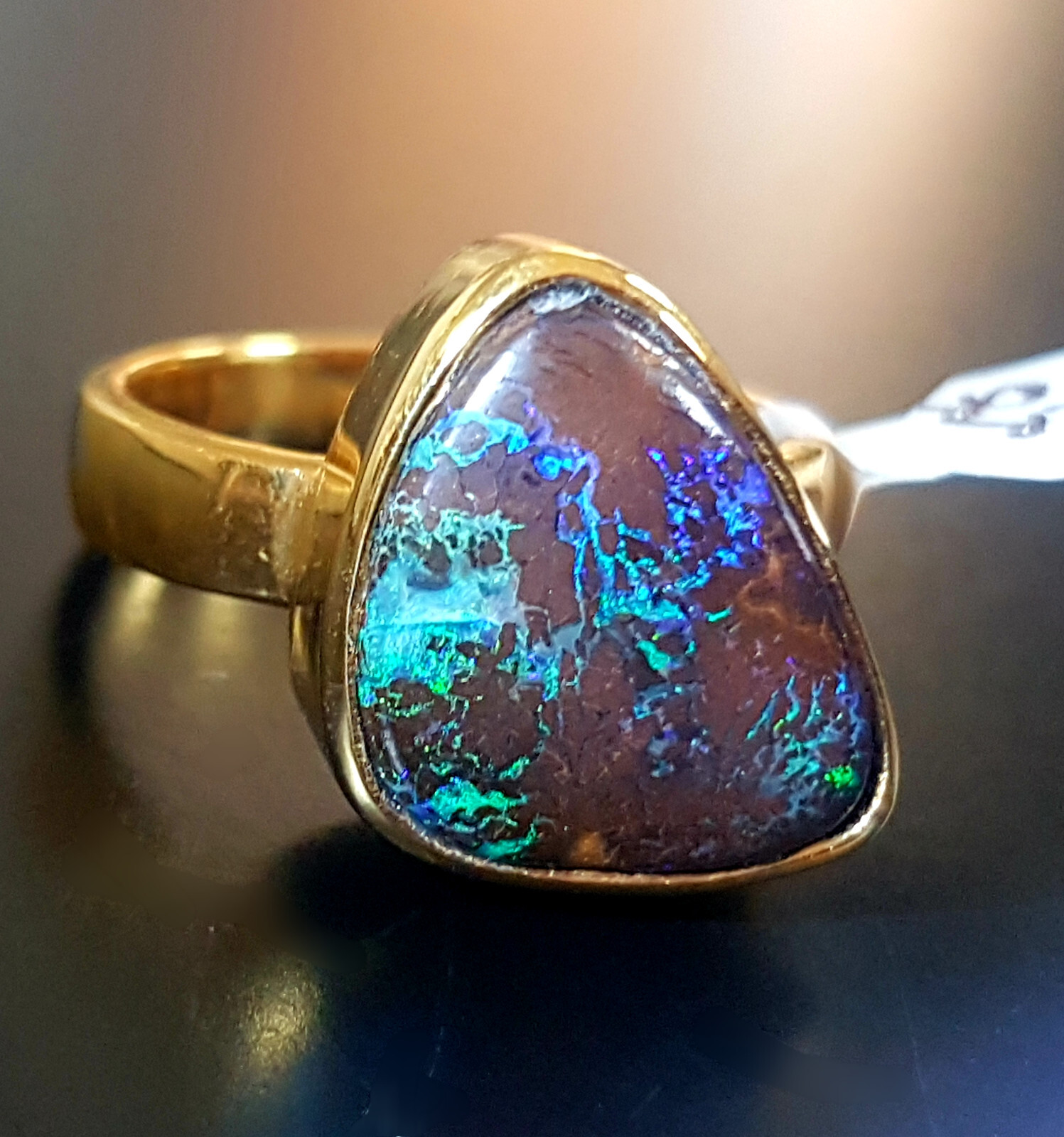 Bague Opale boulder d'Australie 8,20 cts plaqué or taille 58 pour femme