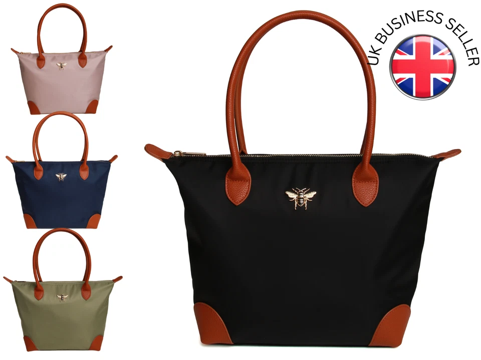 Ladies Large Tote Bag - Gold bee by Alice Wheeler - Vegan Leather - Shoreditch