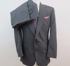 Stafford Wool Greenish Gray Striped Two Piece Men's Suit 40 L 33x31 Made in USA