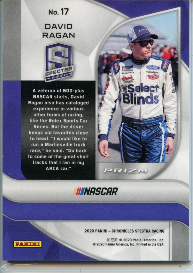 2020 Panini Chronicles Racing NASCAR Spectra Insert #17 David Ragan - Image 2 of 2