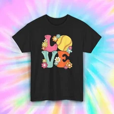 Love Softball T-Shirt | Flower Power Retro Design | Softball Player Gift Tee