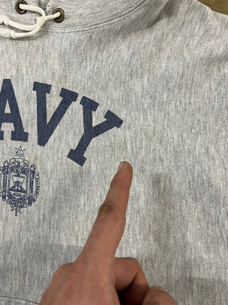 Vintage 1980s Champion USNA Navy Reverse Weave Warmup Hoodie
