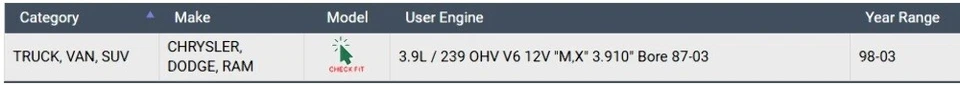 Enginetech RMCR239CP | Kit de reanillo premium para 98-03 Chrysler 3,9 L/239 OHV V6 Foto 2 de 4