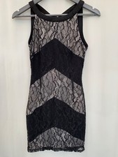 Women's Black Lace Sleeveless Evening Dress Size 8 Polyester Blend