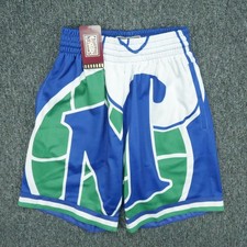 Dallas Mavericks Shorts Mens XS Blue White Green Mitchell Ness Big Face Athletic