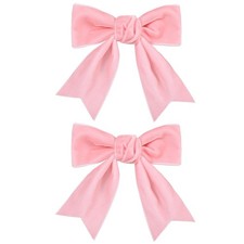 2Pcs Pink Velvet Hair Bows Hair Ribbon Alligator Clips Girls Cute Handmade 4"...