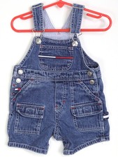 Y2K Vintage Tommy Hilfiger Baby Denim Shortalls 6-12M Flag Logo Jean Overalls
