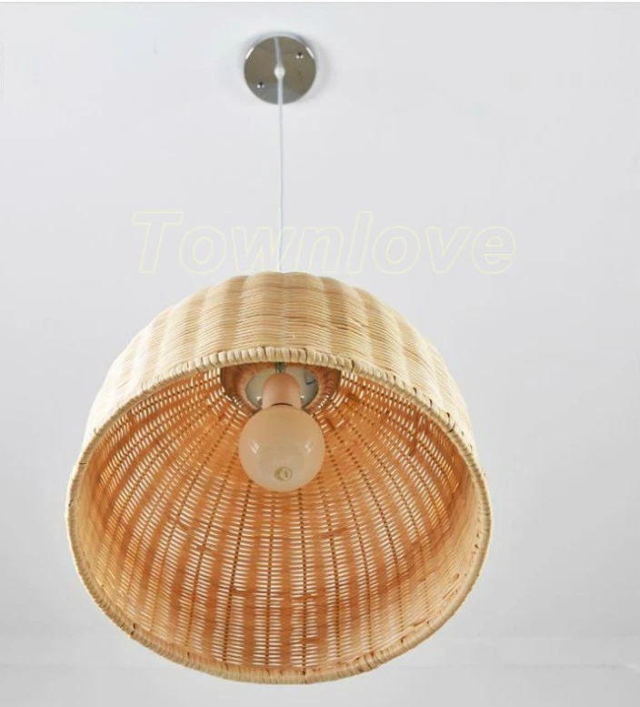 28/35/45/60cm Bamboo Wicker Rattan Pendant Ceiling Light Restaurant Hanging Lamp - Image 3 of 4