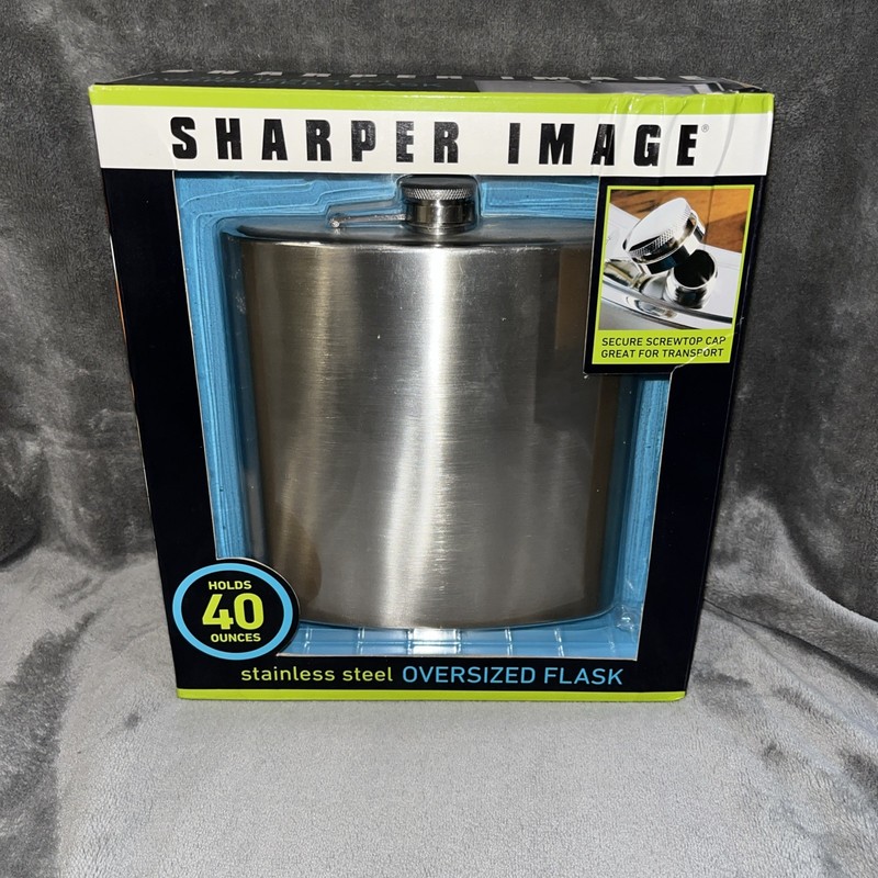 Sharper Image Stainless Steel Oversized Flask Holds 40 Ounces 4 Outdoor Picnic!