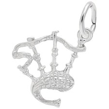 Sterling Silver Bagpipes Charm - 14mm x 16mm