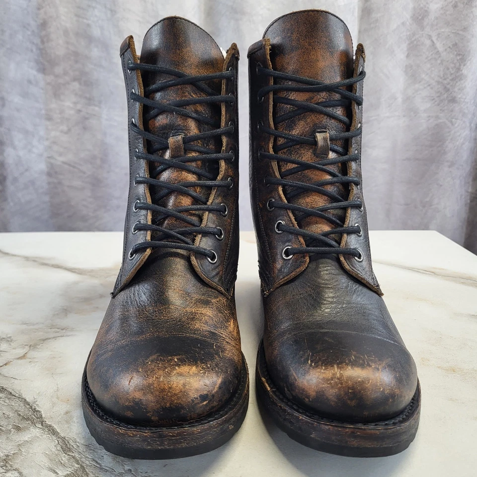 Frye Veronica Combat Boots Women's Size 10 B Brown/Black Distressed Burnished - Image 4 of 4