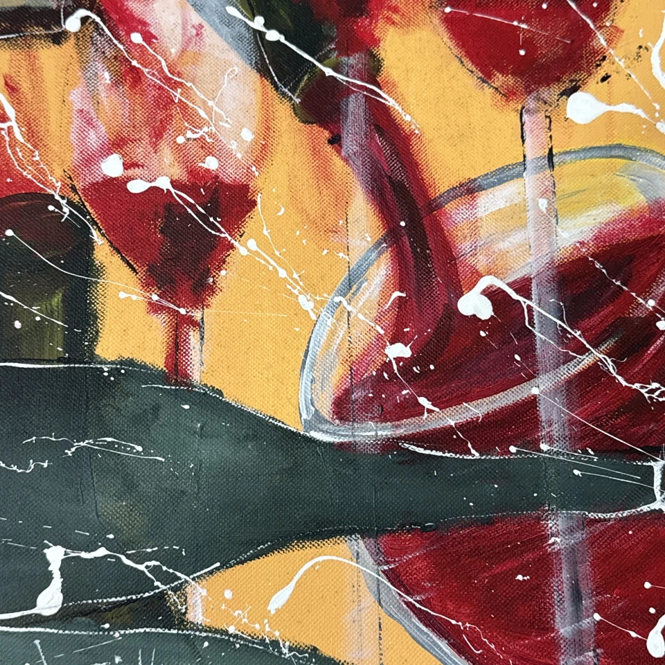 很棒! 原装 Swartzmiller DNA 签名红葡萄酒瓶帆布艺术 16 x 20 — 第 3/4 张图片