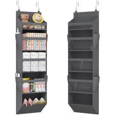 Lifewit 1 Pack Over the Door Organizer, 5 Section Clear 5 section, Dark Gray
