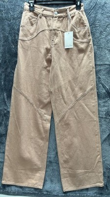Emory Park Womens Size S Wide Leg Casey Stitch Pink Denim Jeans (T5)