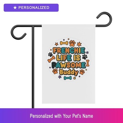 Custom French Bulldog Frenchie Paw Print Garden Flag Personalized Easter Gift