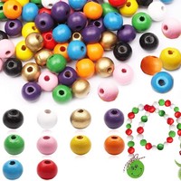 10Mm Bunte Holzperlen Zum AuffäDeln, 200 StüCk Runde Bastelnperlen, Holzkugeln M
