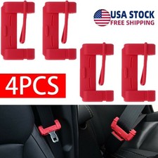 4pcs Red Car Seat Belt Buckle Clip Anti-scratch Protector Cover Accessories Us 4pcs Red Car Seat Belt Buckle Clip Anti-scratch Protector Cover Accessories Us