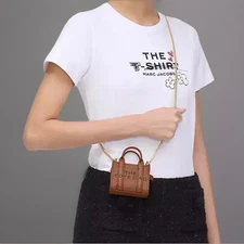 NEW MARC JACOBS  NANO (miniature)TOTE BAG CHARM,LEATHER,4 X 3 X 1.5", Brown