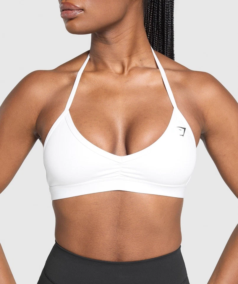 Sujetador deportivo GYMSHARK minimalista cuello halter en blanco - talla pequeña Foto 4 de 4