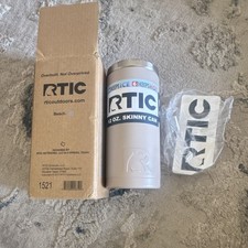 RTIC 12 oz Skinny Can Cooler Beach Stainless Steel Insulated