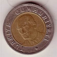 2005 Turkey 1 Yeni Lira KM#1169, 26.2mm circ, Mustafa Kemal Ataturk (WC091E)