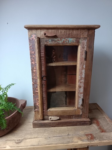 Small Glazed Hardwood Cabinet Made From Recycled Boats - Picture 4 of 5