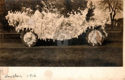 Houston TX Parade Float 1916 B&W Decorated Car Elks RPPC Photo Postcard COPY