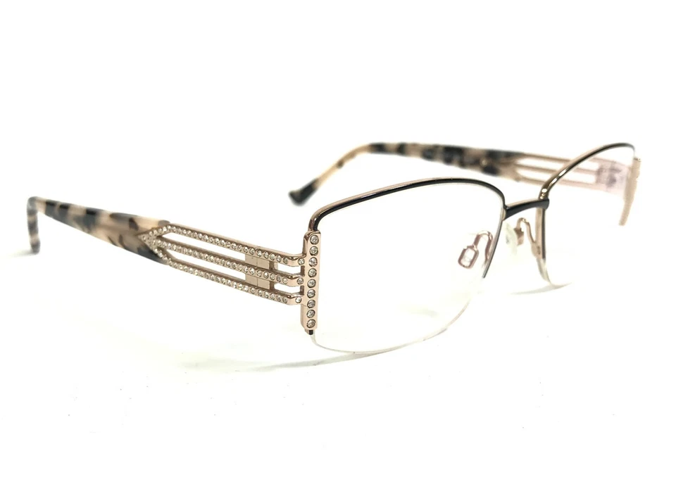 Tura Brilliance Eyeglasses Frames TE279 BLK Black Gold Crystals 51-17-135 - Image 3 of 4