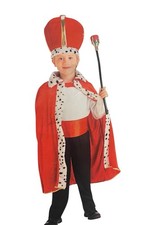 Kids King Robe and Crown Set - Red and White Costume Halloween