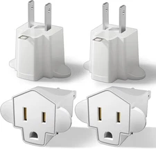 Portable 3 Prong to 2 Prong Outlet Adapter Fireproof Heavy Duty 4 Pack 1875W
