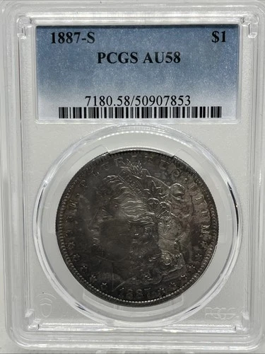 1887 S Morgan Silver Dollar PCGS AU58 $1 Beautiful Coin