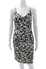 Diane Von Furstenberg Womens Vintage Silk Leaf Print Mini Dress Black Size 4