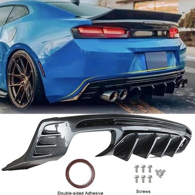 For Chevy Camaro SS LT LS 2016-24 Carbon Fiber Rear Bumper Lip Diffuser Spoiler