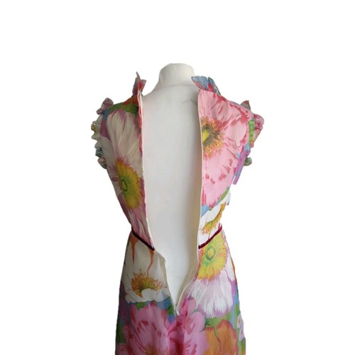 VINTAGE KATI AT LAURA PHILLIPS WOMEN MULTI FLORAL RUFFLES MAXI DRESS. UK 8,EU 36 - Picture 13 of 16