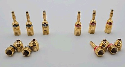 10 Set Gold Plated Ultralink Bananna Audio Connectors. With Compression Fittings