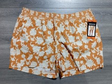 Briggs Shorts Adult Womens 2XL Orange Floral Summer Fun Print Beach Pull-On