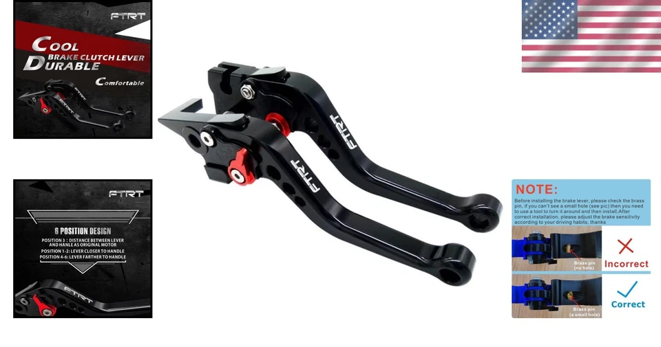 Прочные и стильные регулируемые черные рычаги тормозного сцепления для мотоциклов GSXR - Изображение 2 из 4