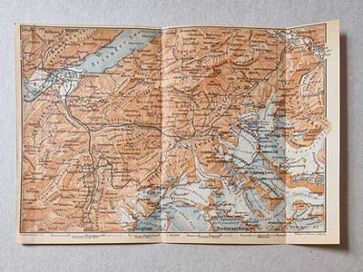 WAGNER & DEBES Baedeker Regional Map of Grindelwald, Switzerland (1901)