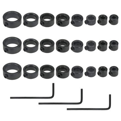 Drill Bit Stop Collar Set, 3 Sets 1/8, 5/32, 3/16, 1/4, 5/16, 3/8, 1/2, 5/8 