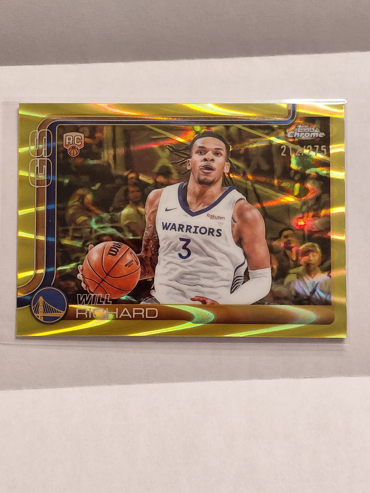 2025-26 Topps Chrome Will Richard RC #287 Yellow Refractor/275 Warriors 