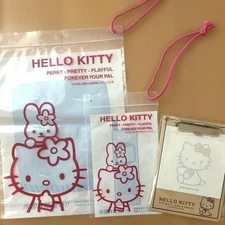 Hello Kitty Memo Clipboard Pe Bag With Zipper String