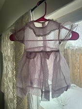 1930s Vintage Little Girl's Light Purple Swiss Dot Play Dress
