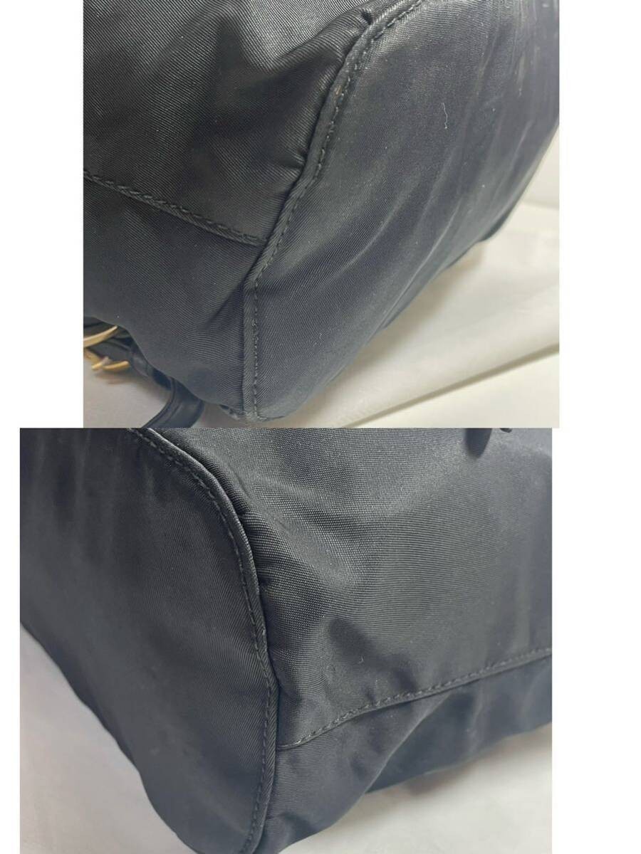 PRADA Nylon Chain Backpack Black Gold Triangle LOGO Black with Storage Bag from thumbnail 8