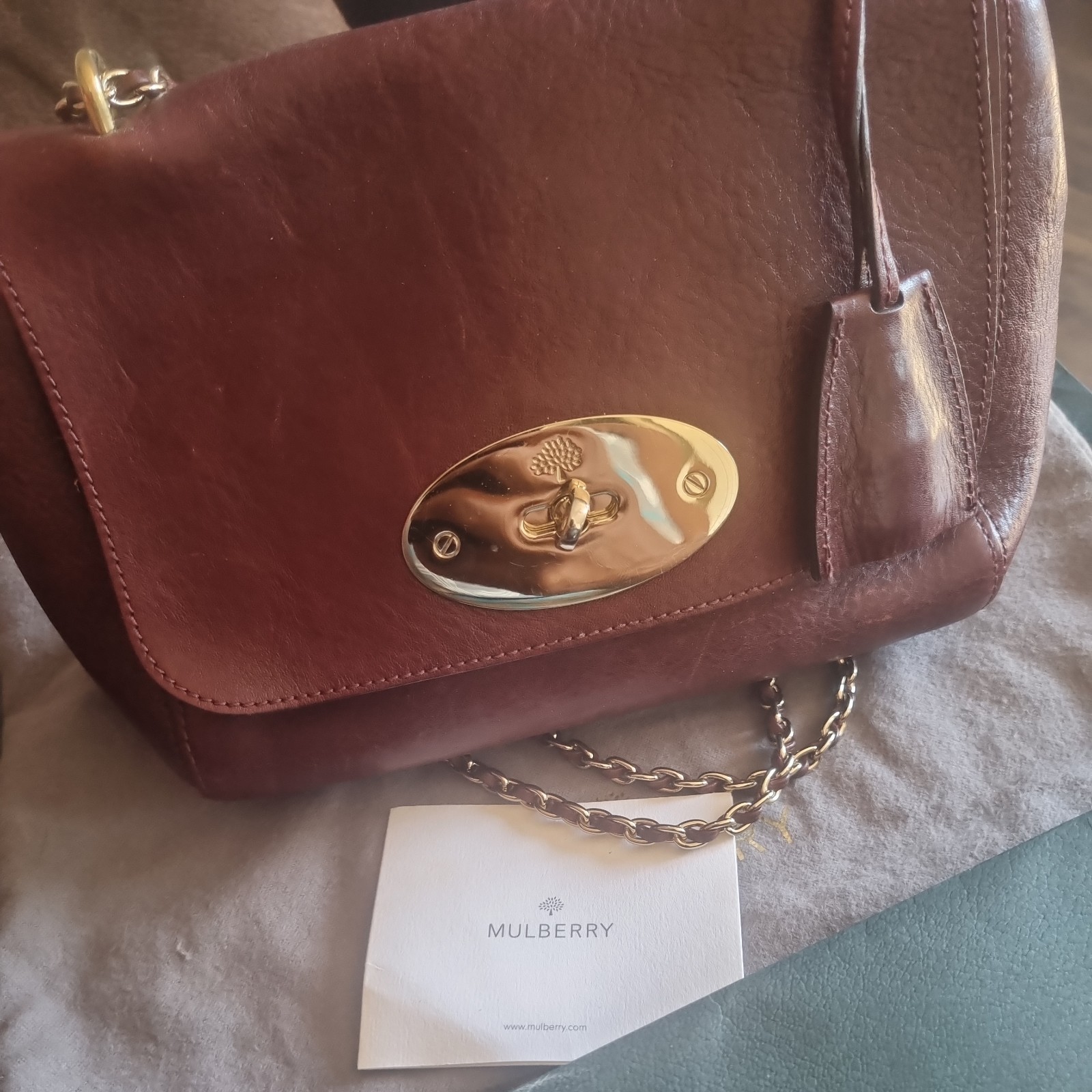 Mulberry Lily Small Chain Shoulder Crossbody Bag Burgundy Used