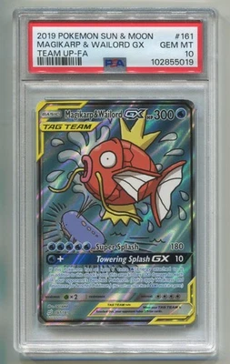 2019 POKEMON S&M TEAM-UP MAGIKARP & WAILORD GX TAG TEAM #161/181 FA RARE PSA 10