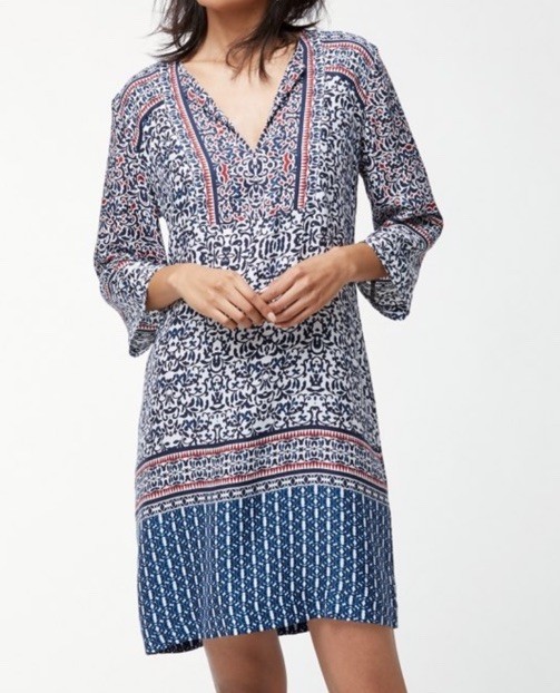 Tommy Bahama Womens Dress Kamari Damas Small White Blue Beach Breezy Boho